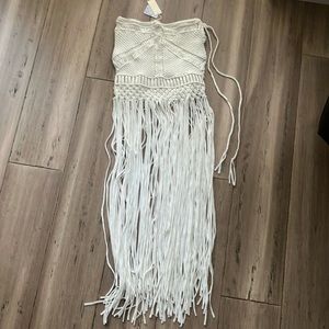 Chic Fringe Mini Skirt in White